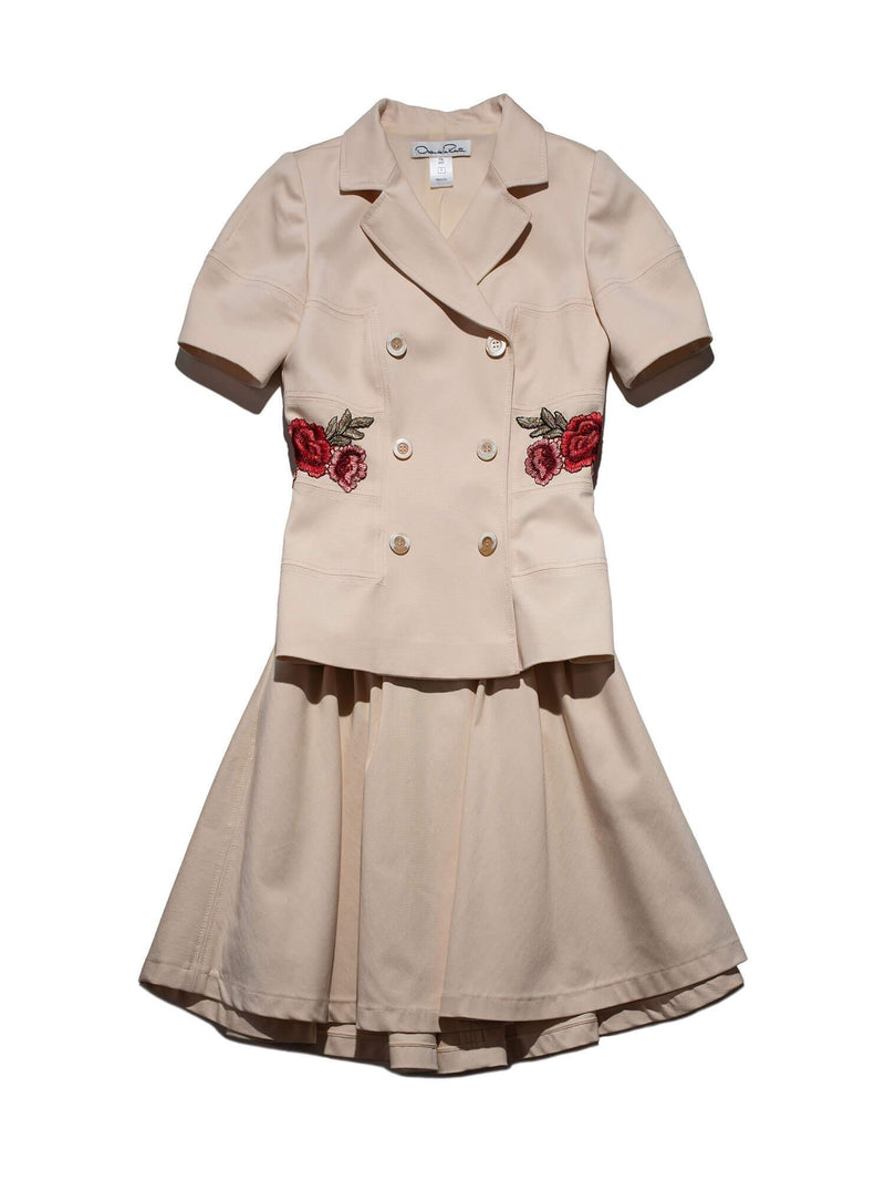 Oscar De La Renta Skirt Suit Set Beige-designer resale