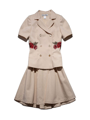 Oscar De La Renta Skirt Suit Set Beige-designer resale