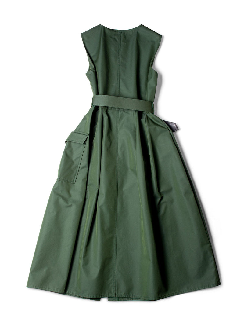 Oscar de la Renta Cotton Belted Trench Dress Military Green-designer resale