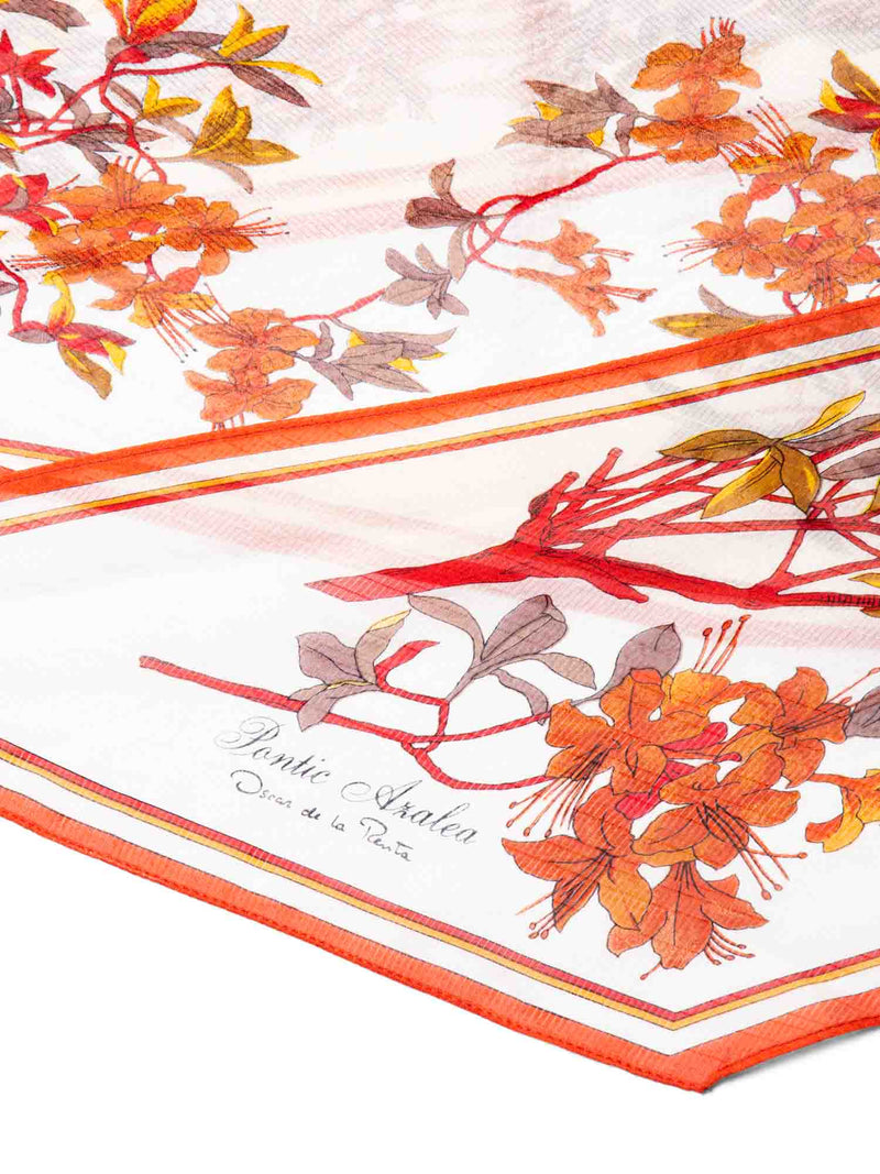 Oscar de la Renta Vintage Silk Floral Large Twilly Scarf Multicolor-designer resale