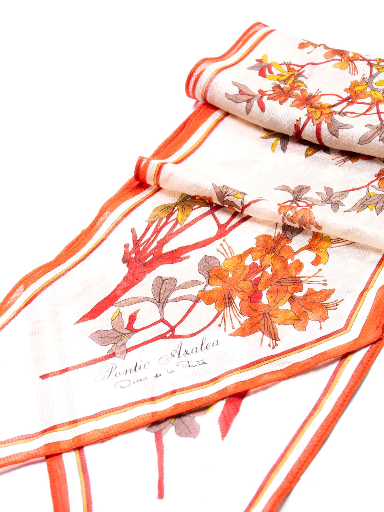 Oscar de la Renta Vintage Silk Floral Large Twilly Scarf Multicolor-designer resale