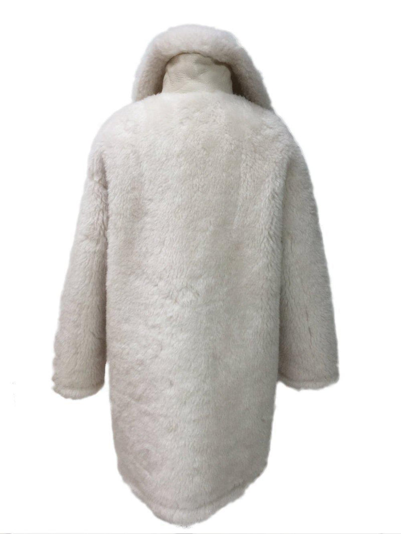 Oversized Real Shearling Coat in White by CODO-designer resale