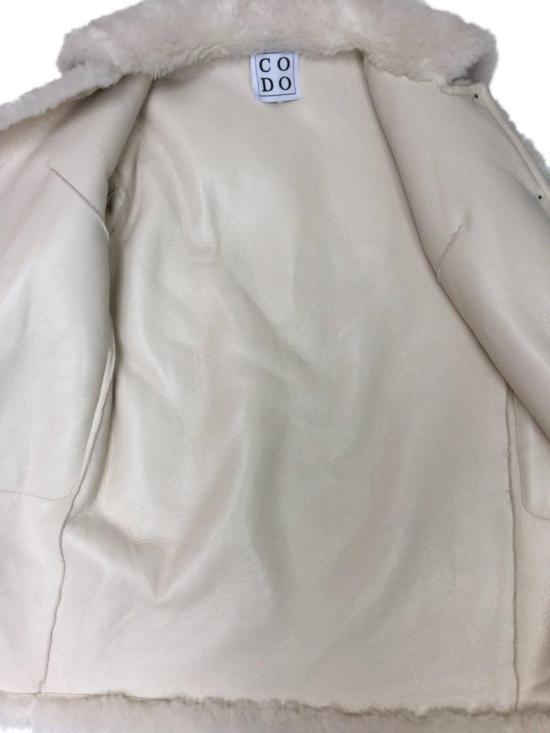 Oversized Real Shearling Coat in White by CODO-designer resale