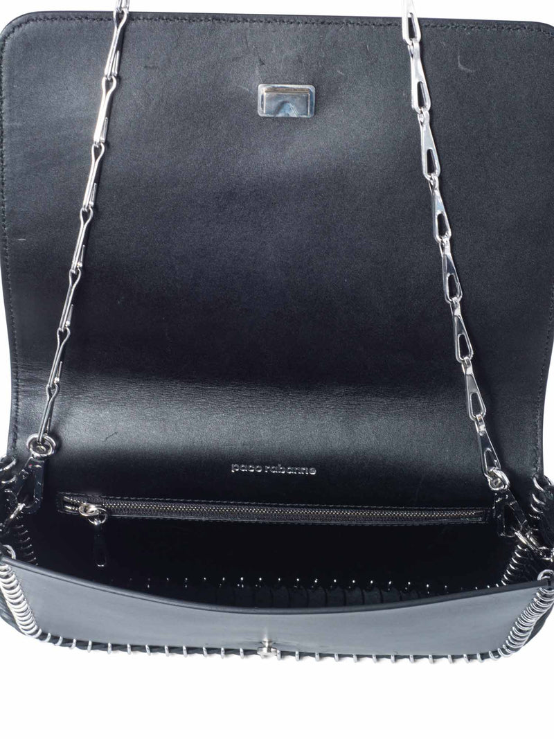 Paco Rabanne Chain Mail Disc Ring Crossbody Bag Black-designer resale