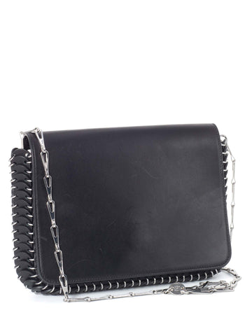 Paco Rabanne Chain Mail Disc Ring Crossbody Bag Black-designer resale