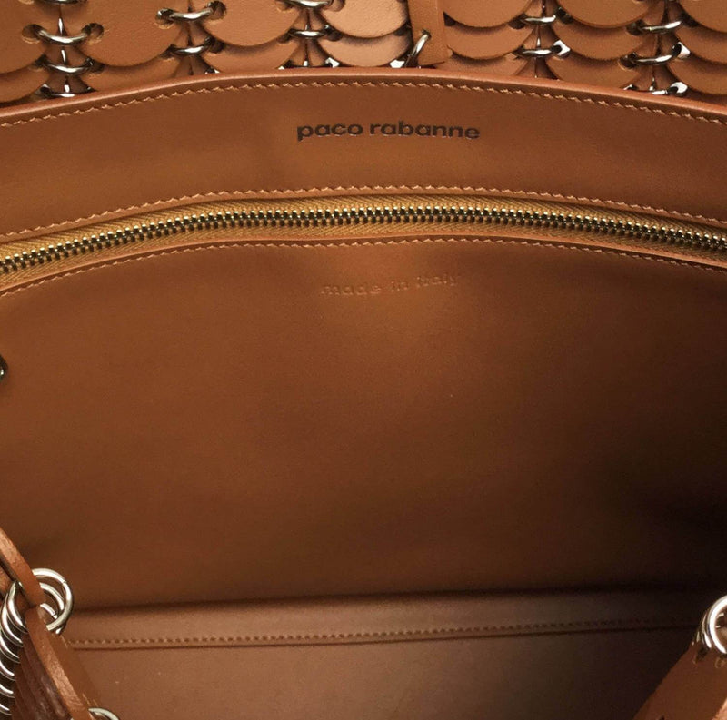 Paco Rabanne Leather Iconic 1969 Shoulder Bag Brown-designer resale
