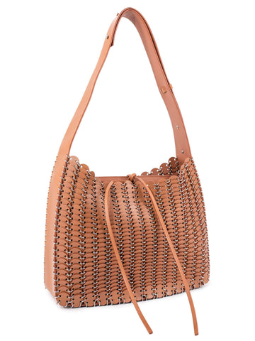 Paco Rabanne Leather Iconic 1969 Shoulder Bag Brown-designer resale