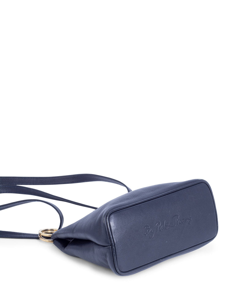 Paloma Picasso Vintage Leather Graffiti X Messenger Bag Navy-designer resale