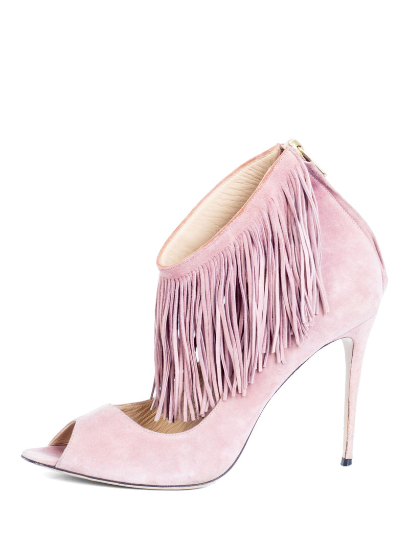 Paul Andrews Suede Leather Fringe Pumps Pink-designer resale