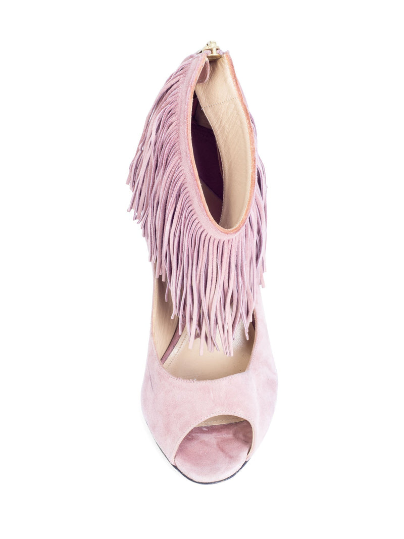Paul Andrews Suede Leather Fringe Pumps Pink-designer resale