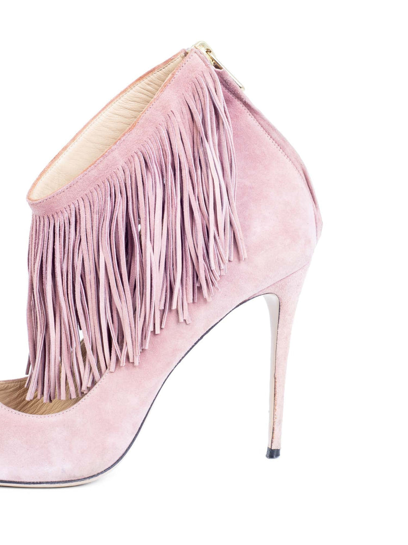 Paul Andrews Suede Leather Fringe Pumps Pink-designer resale