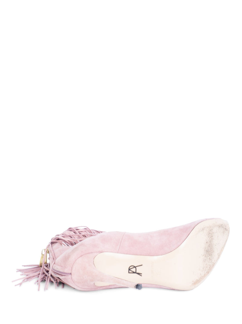Paul Andrews Suede Leather Fringe Pumps Pink-designer resale
