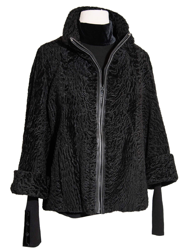 Persian Lamb Fur Jacket Black-designer resale