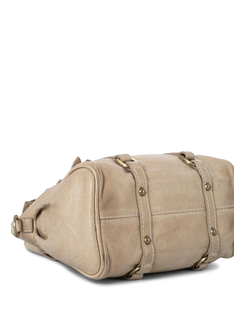 Peserico Distressed Leather Mini Messenger Bag Taupe-designer resale