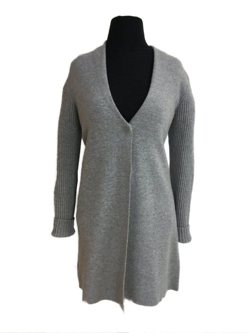 Peserico Grey Wool Knitted Cardigan Sweater-designer resale