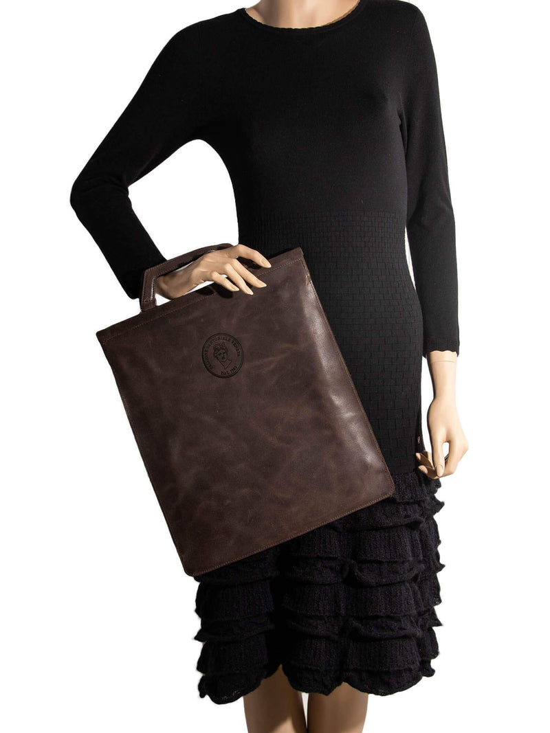Peserico Leather Foldable Tote Brown-designer resale