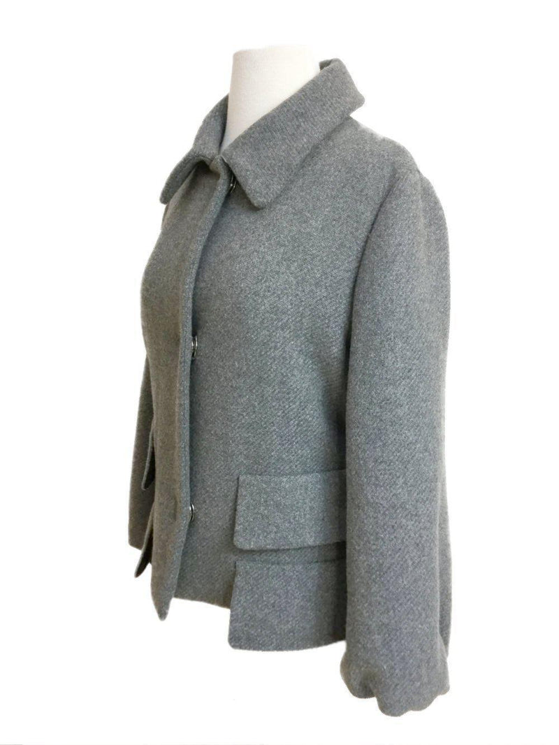 Peserico Light Grey Wool Jacket with Pocket Detail Grey-designer resale