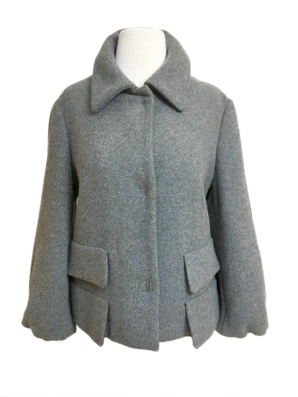 Peserico Light Grey Wool Jacket with Pocket Detail Grey-designer resale