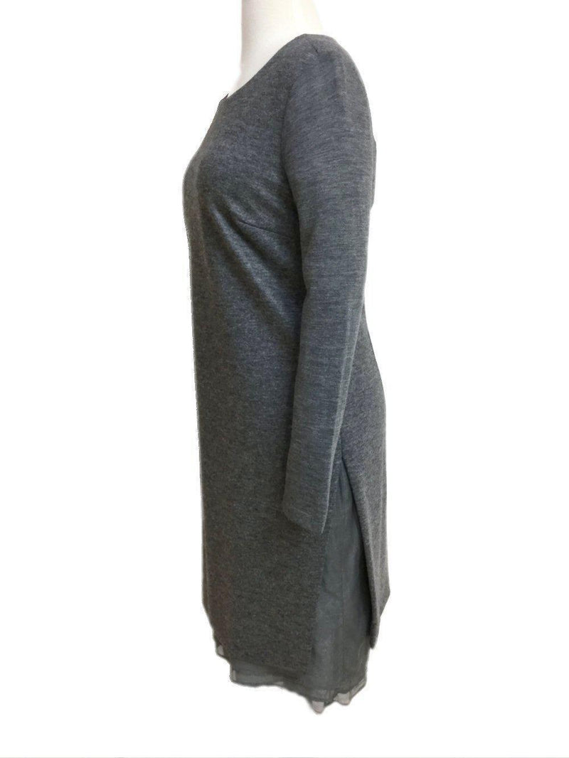 Peserico Wool Silk Layered Midi Dress Grey-designer resale