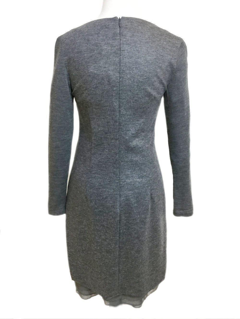 Peserico Wool Silk Layered Midi Dress Grey-designer resale