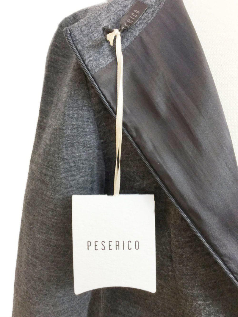 Peserico Wool Silk Layered Midi Dress Grey-designer resale
