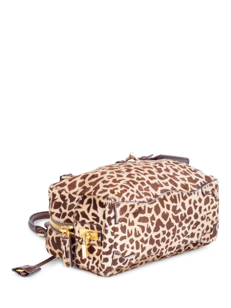 Prada Animal Print Calf Hair Shoulder Bag Brown-designer resale