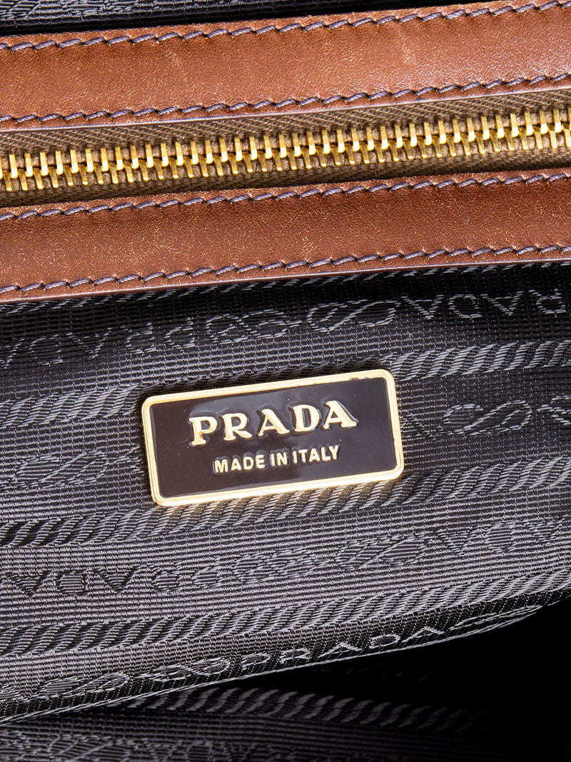 Prada Animal Print Calf Hair Shoulder Bag Brown-designer resale
