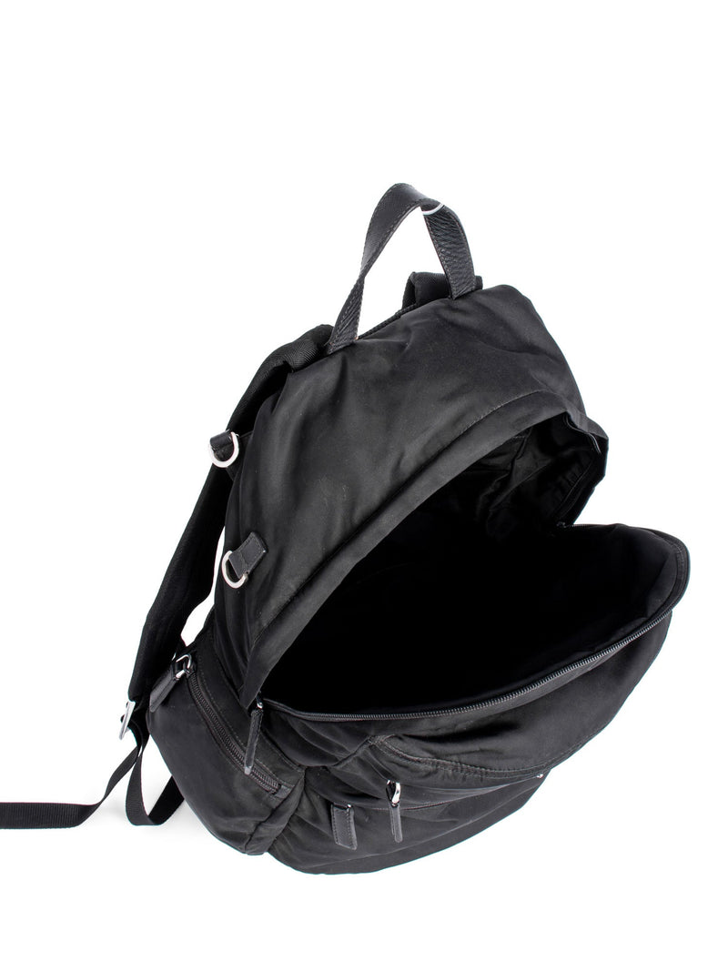 Prada Canvas Leather Large Backpack Black-designer resale