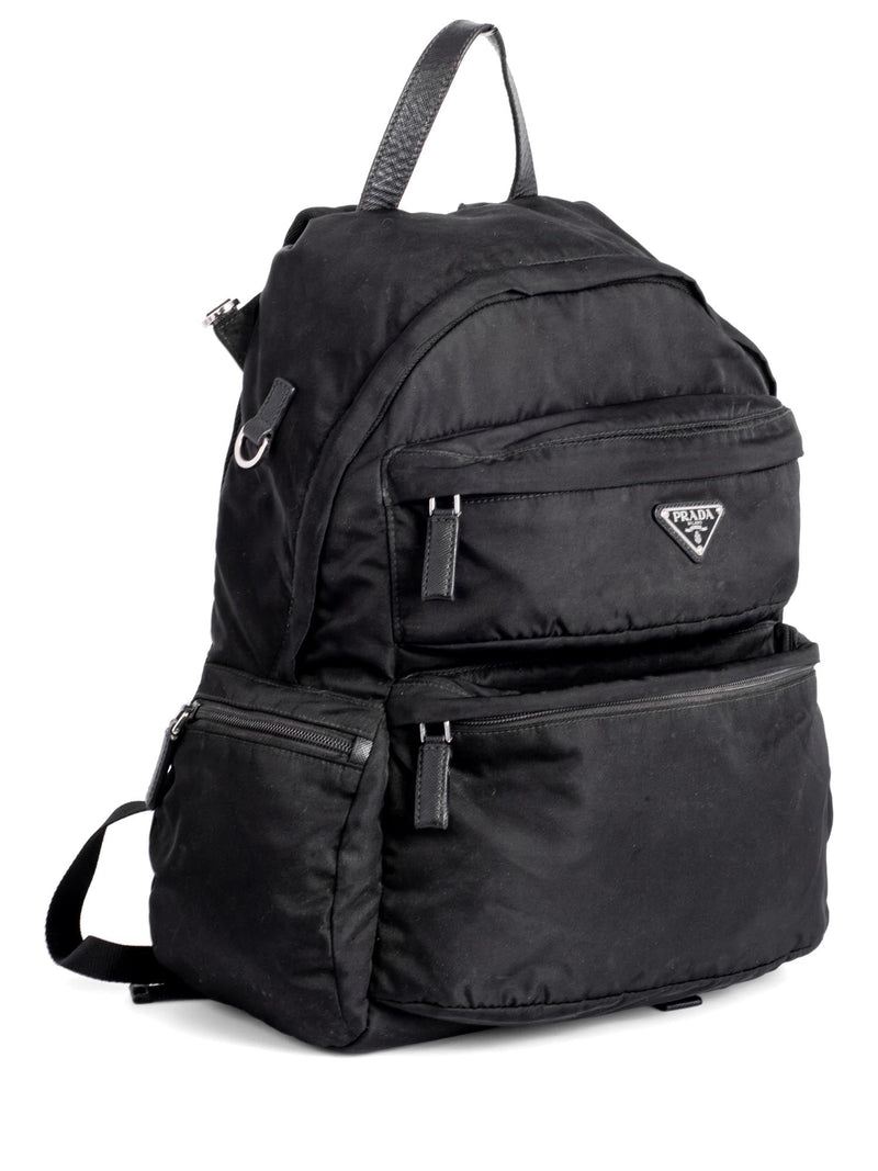 Prada Canvas Leather Large Backpack Black-designer resale