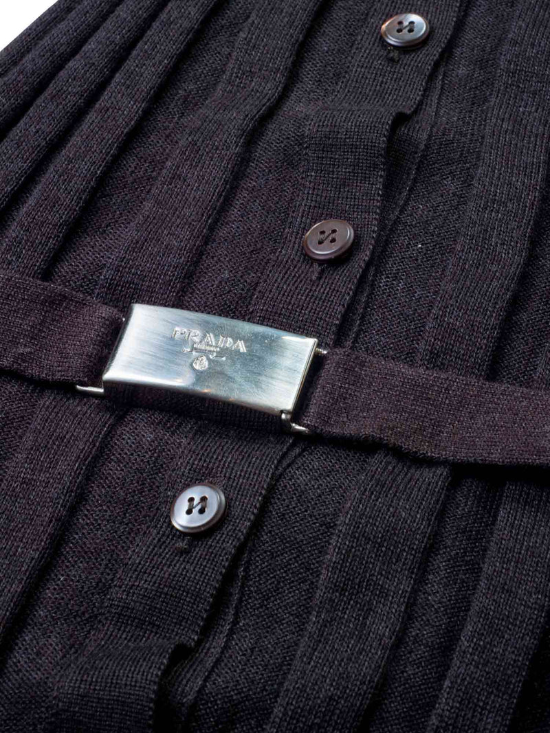 Prada Cashmere Knit Belted Dress Brown-designer resale