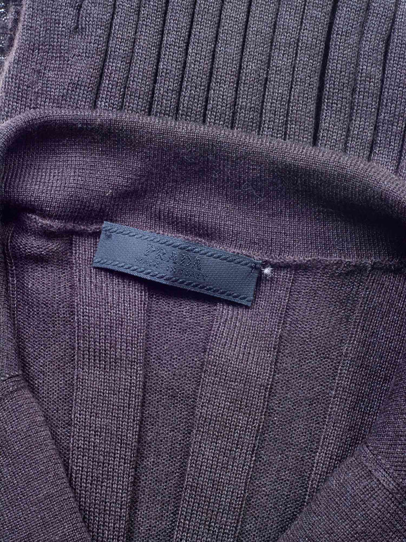 Prada Cashmere Knit Belted Dress Brown-designer resale