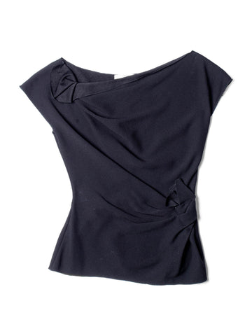 Prada Cowl Neck Ruching Top Black-designer resale