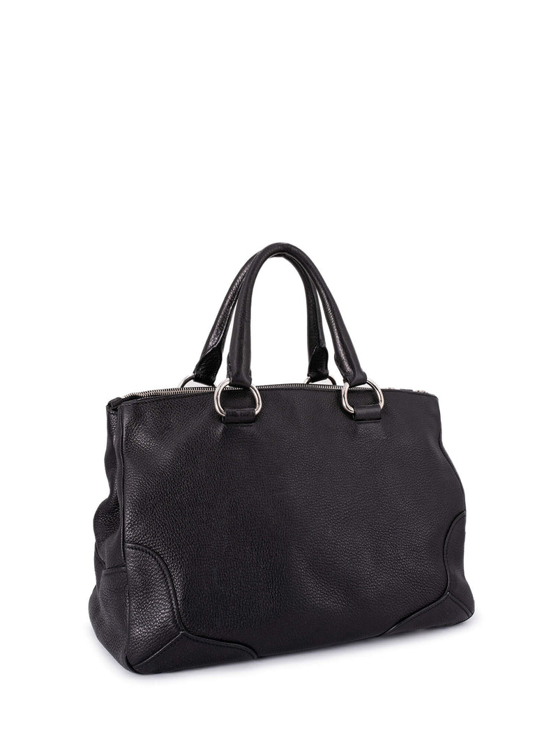 Prada Diano Vitello Leather Shopper Bag Black-designer resale