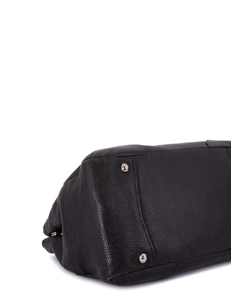 Prada Diano Vitello Leather Shopper Bag Black-designer resale