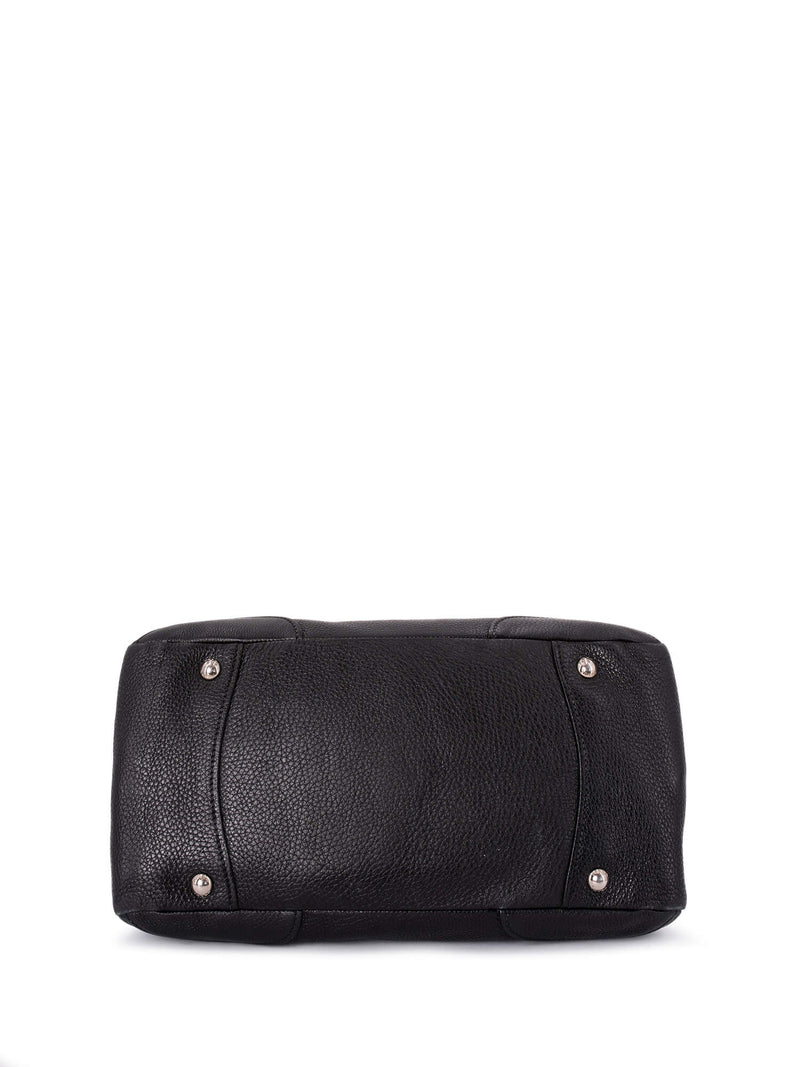 Prada Diano Vitello Leather Shopper Bag Black-designer resale