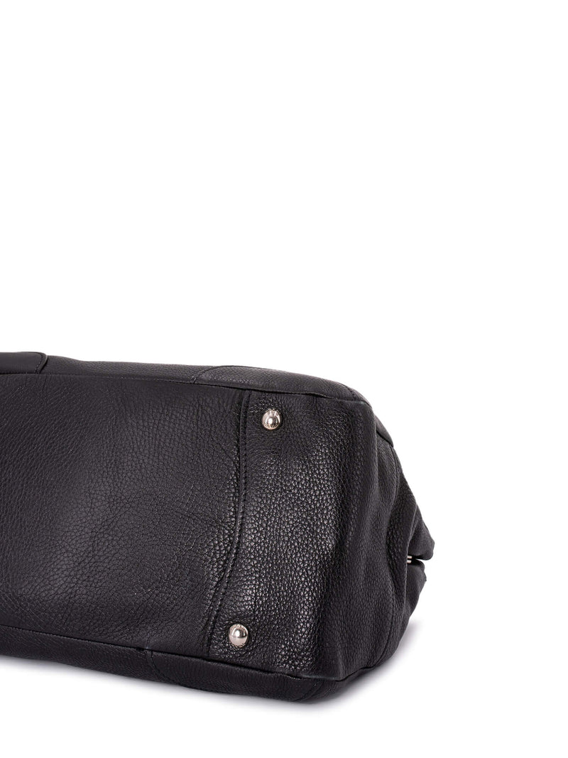 Prada Diano Vitello Leather Shopper Bag Black-designer resale