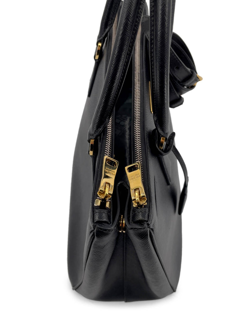 Prada Galleria Saffiano Leather Mini Tote Bag Black-designer resale