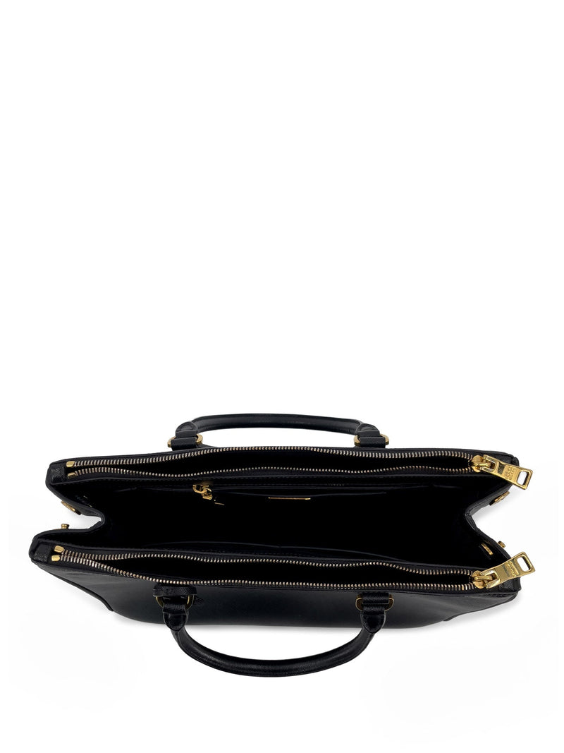White/black Prada Double Saffiano Leather Mini Bag
