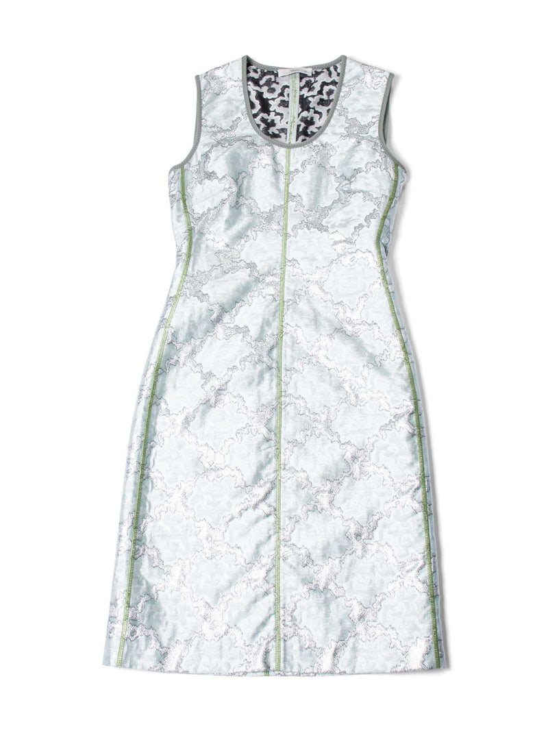 Prada Jacquard Sparkly Fitted Dress Pastel Green-designer resale