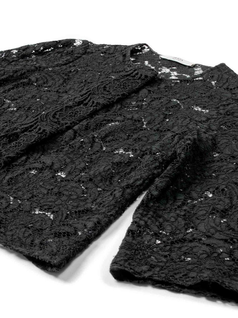 Prada Lace Cropped Jacket Black-designer resale