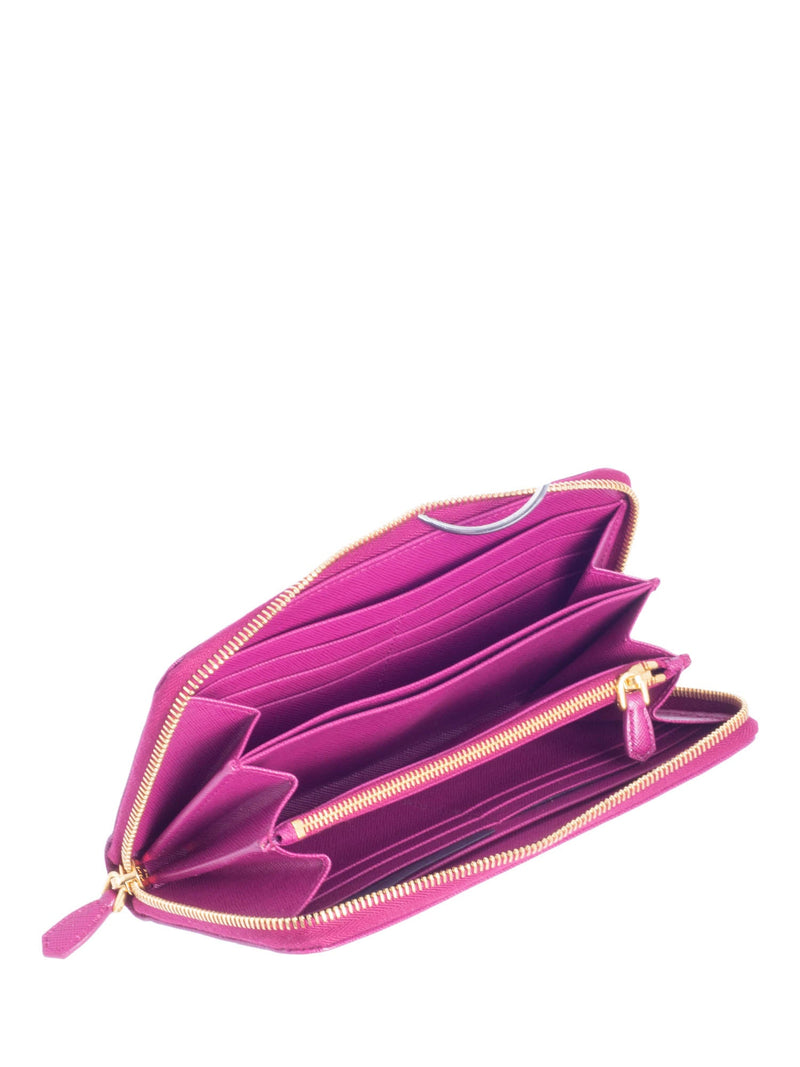 Prada Large Saffiano Zip-Around Wallet Pink-designer resale