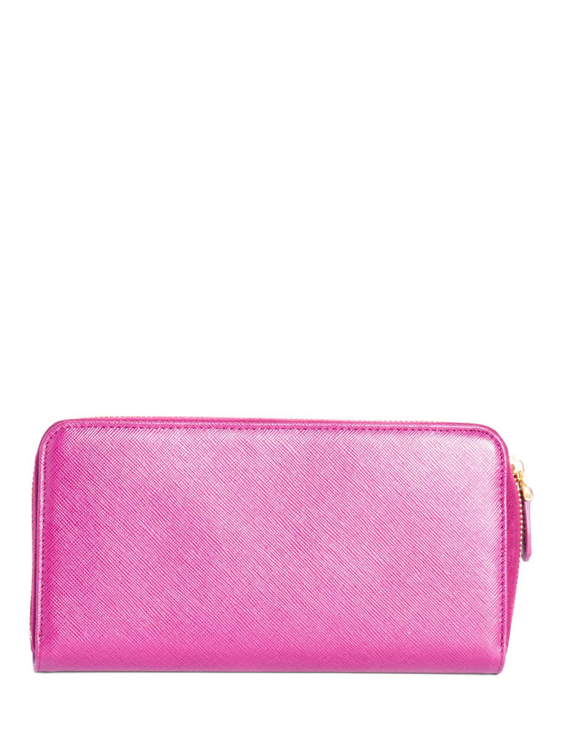 Prada Large Saffiano Zip-Around Wallet Pink-designer resale
