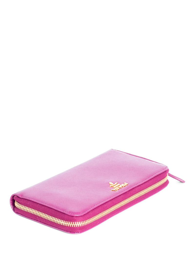 Prada Peonia Pink Large Saffiano Leather Wallet Zip Around Wallet 1ML506.  BNIB