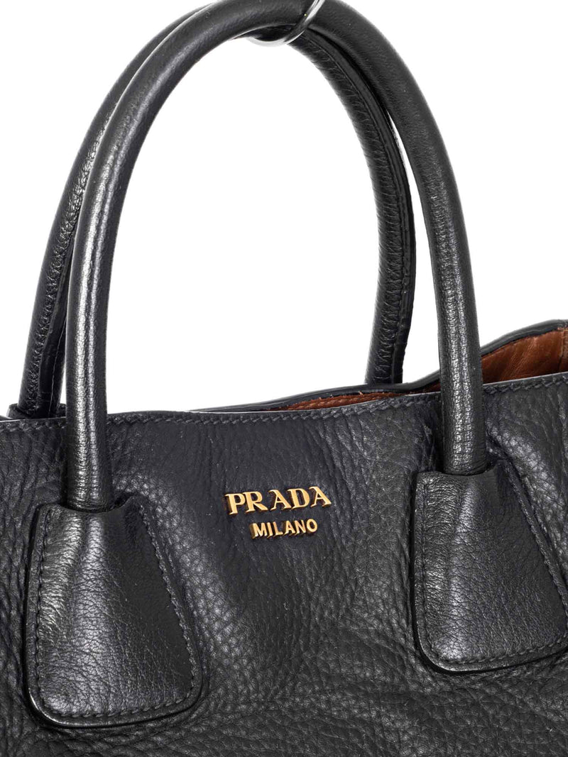 Prada Leather Fringe Large Shopper Bag Black-designer resale