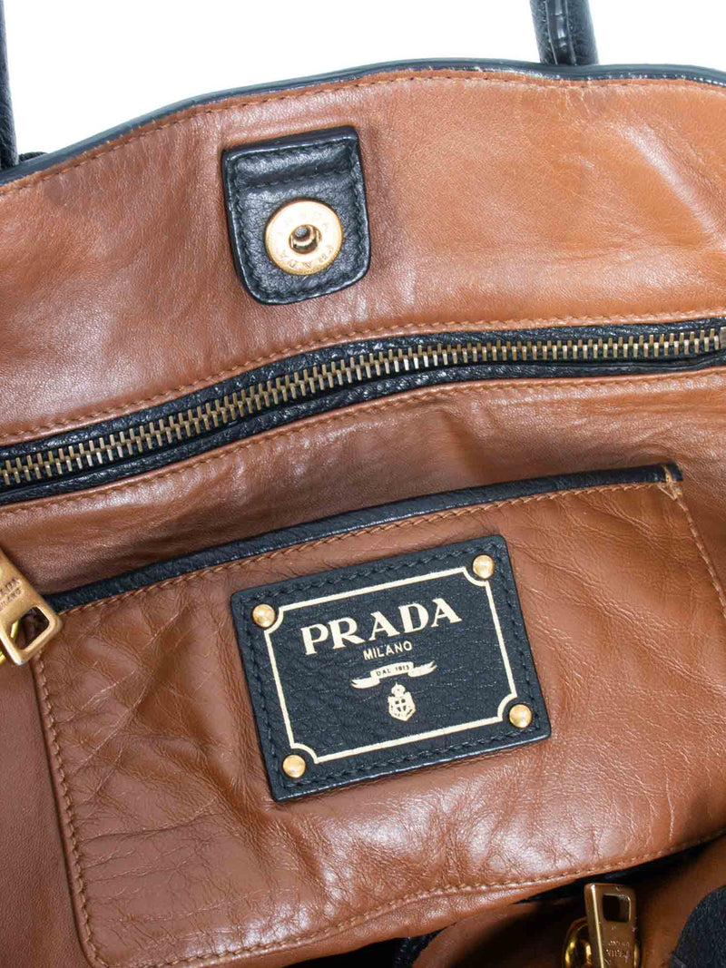 Prada Leather Fringe Large Shopper Bag Black