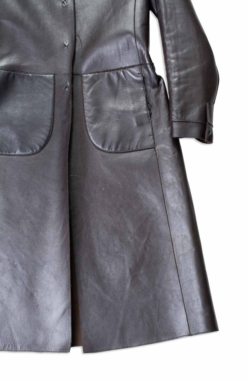 Prada Leather Long Coat Brown-designer resale