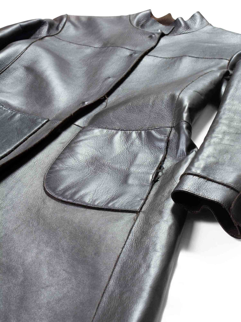 Prada Leather Long Coat Brown-designer resale