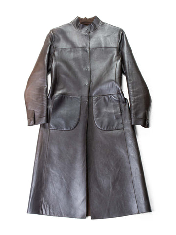 Prada Leather Long Coat Brown-designer resale