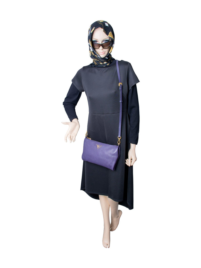 Prada Leather Messenger Bag Purple-designer resale