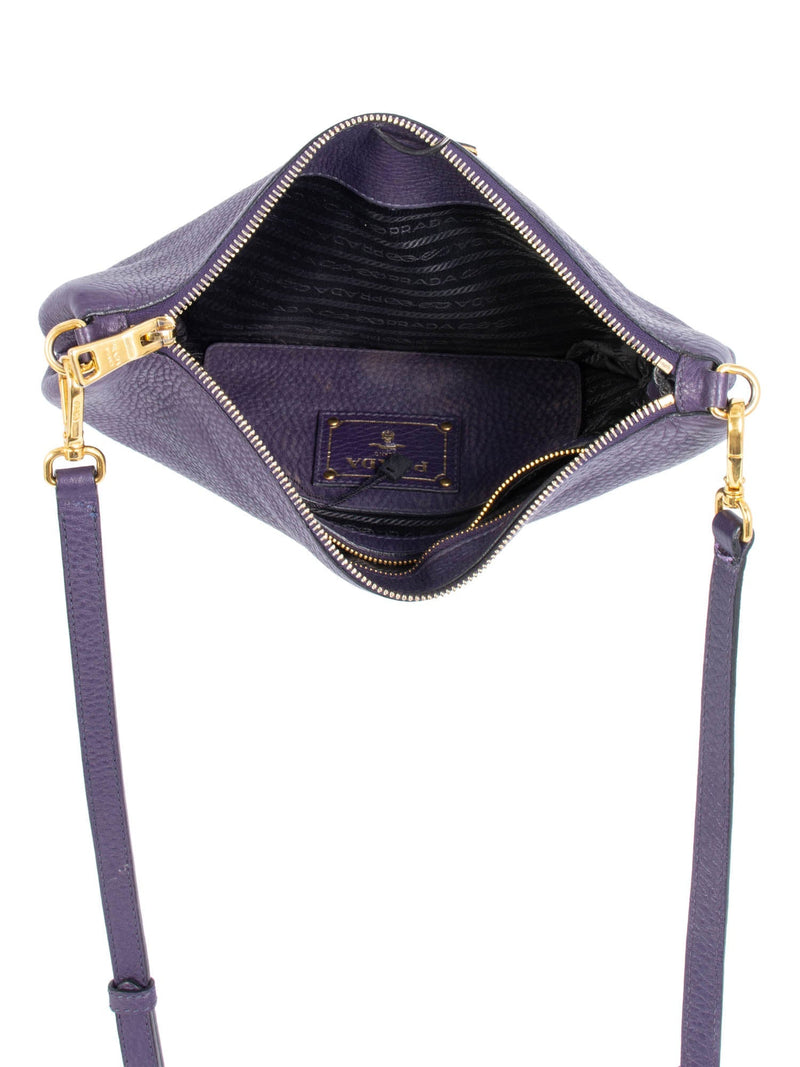 Prada Leather Messenger Bag Purple-designer resale